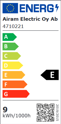 Energiatehokkuusmerkintä LED-E27 Opaali filamenttilamppu, 1055lm, 9W, Airam PRO, himmennettävä